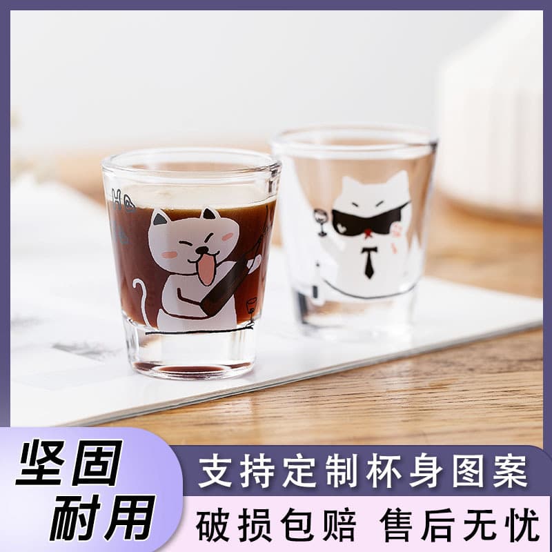 Electric Cat Cute Glass Shot Glass Mini Liquor Cup Spirit Glass Sake Cocktail Cup