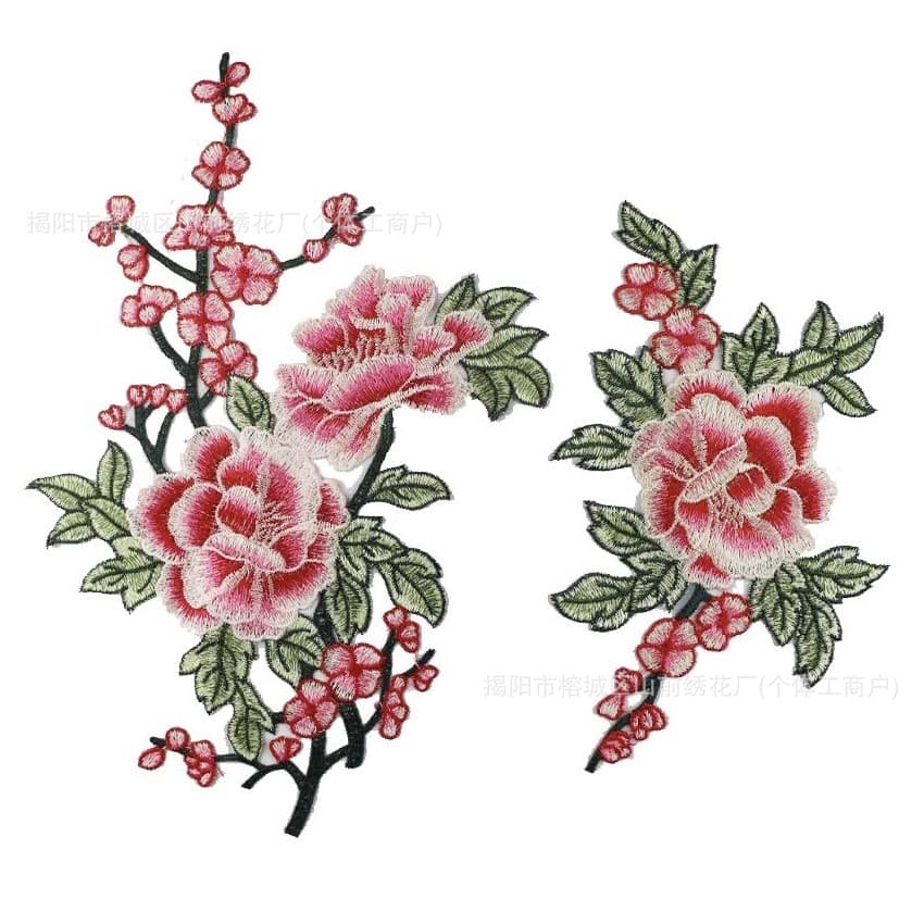 Water-soluble embroidery, peony embroidery clothing hole repair patches, hand-sewn DIY cheongsam dress decorations and accessories