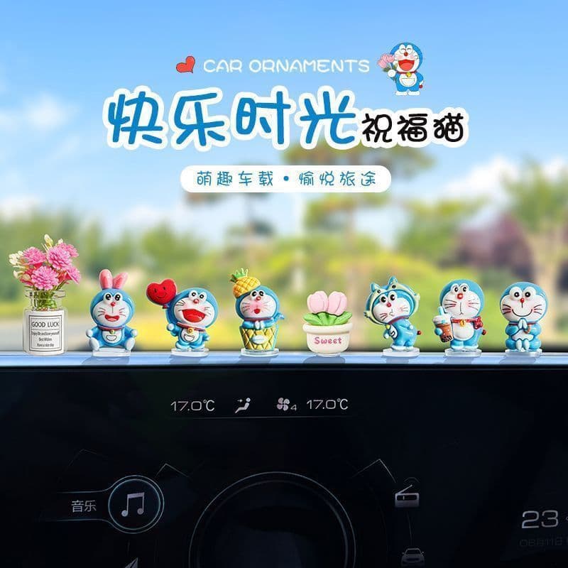 Super Cute Doraemon Car Dashboard Decoration, Center Console Interior, Computer Screen, Electric Vehicle Ornament