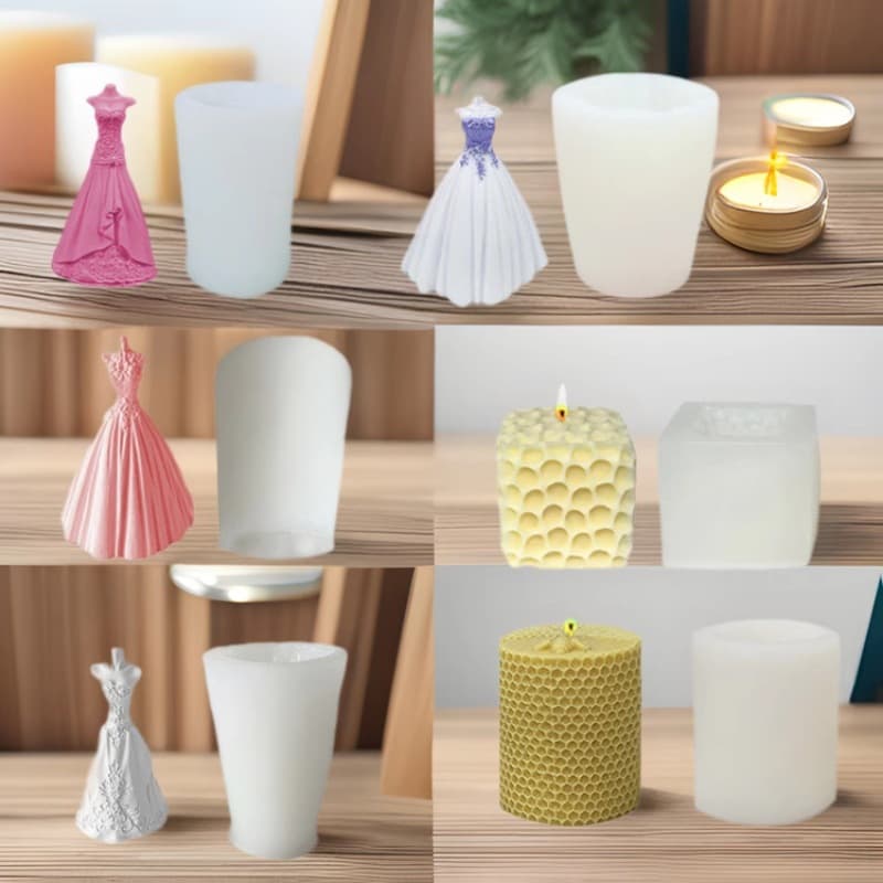 A variety of handmade DIY scented candles honeycomb wedding dress skirt silicone mold handmade soap model plaster mold