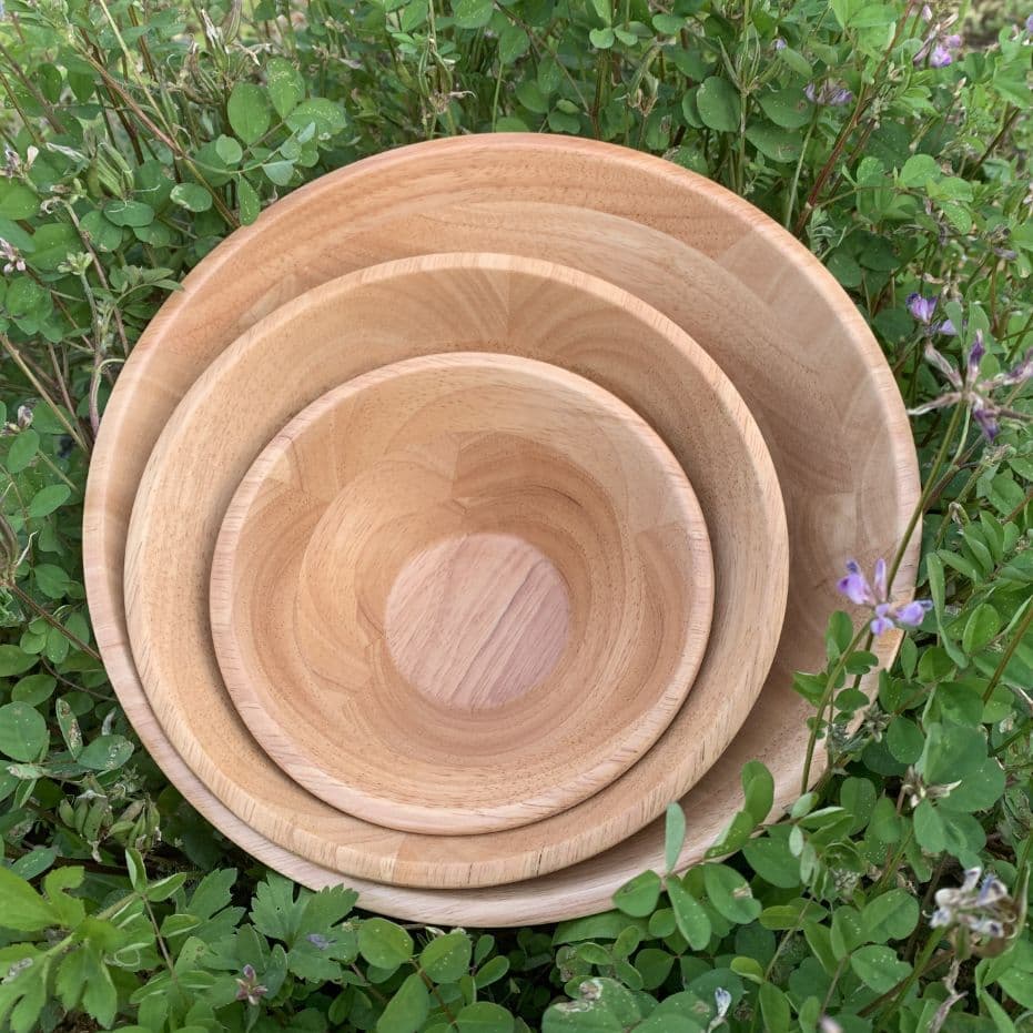 Conical Rubber Wood Salad Fruit Trumpet Bowl Wooden Bowl