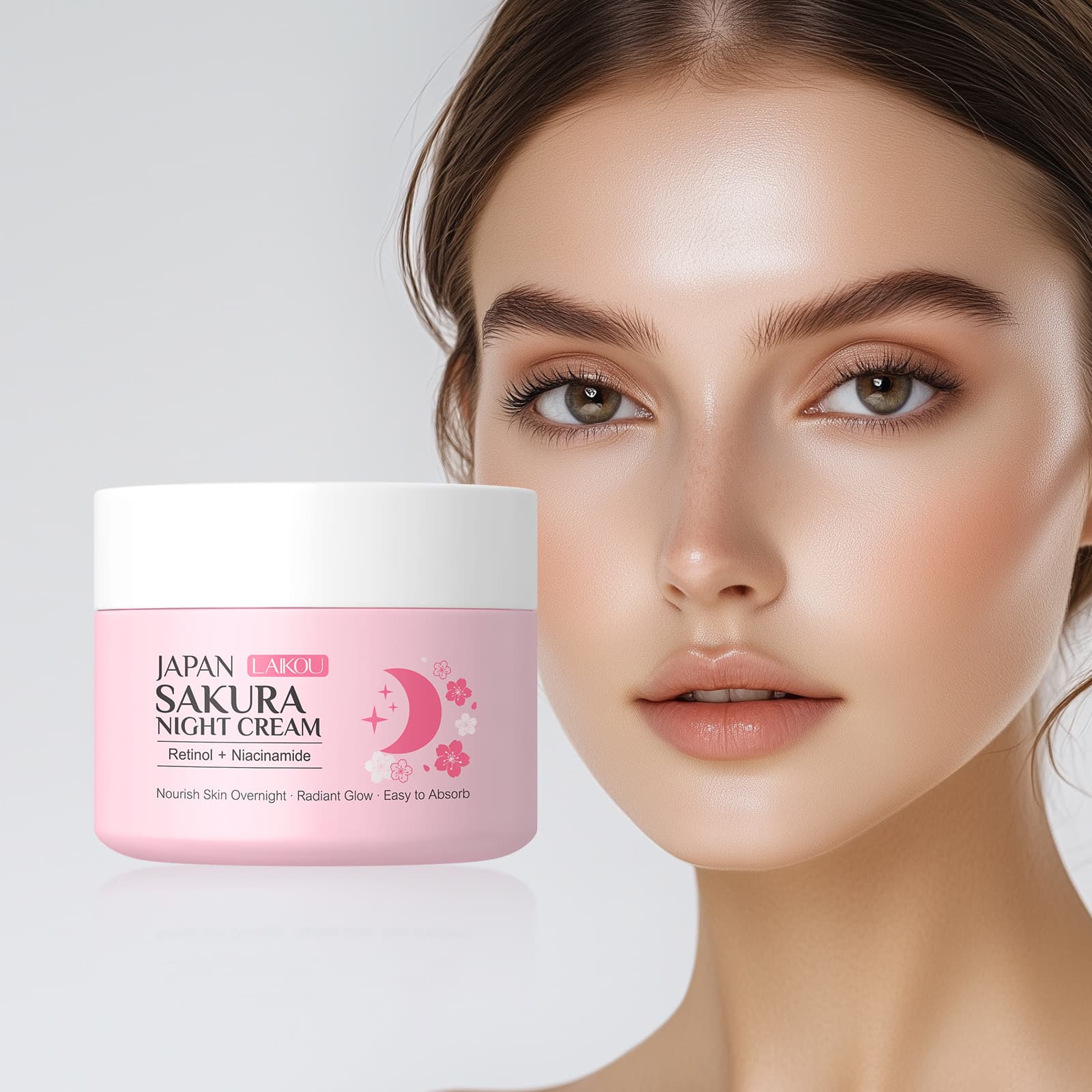 Cross-border Laikou Japanese Sakura Night Cream 30g Moisturizing Hydrating Face Cream Nourishing Early A Late C Cream Factory Direct Wholesale