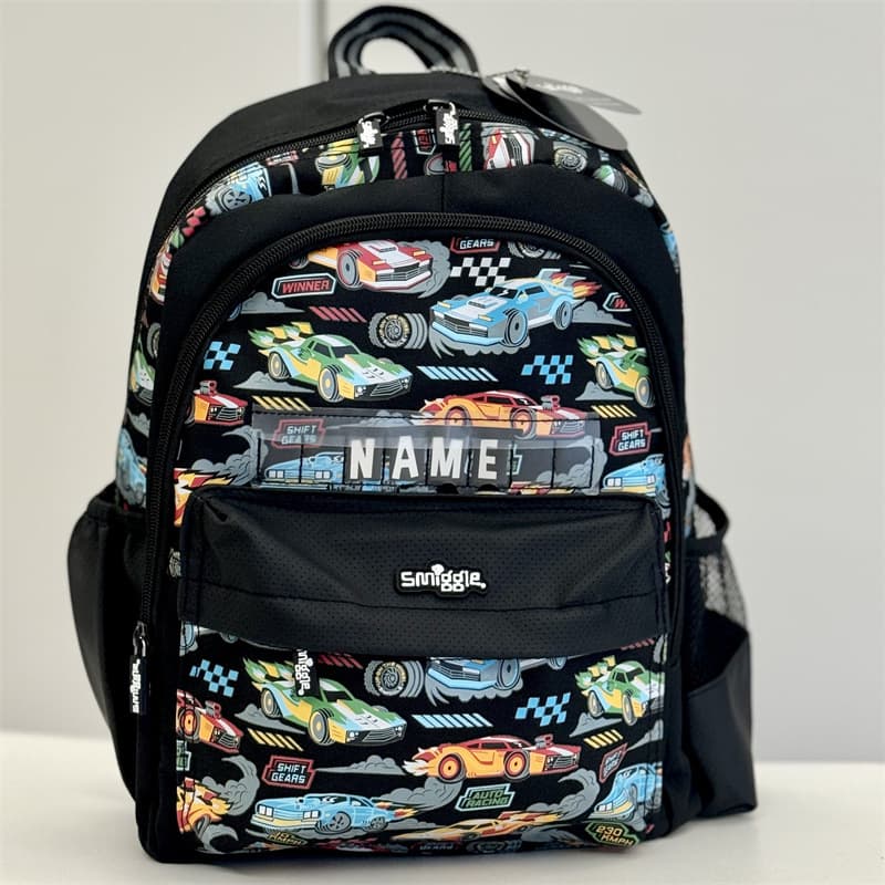 Australian Smiggle black racing schoolbag kindergarten first grade children's decompression backpack student backpack