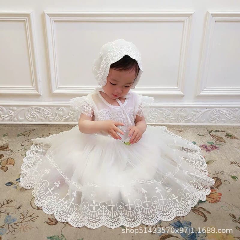 New Summer Baby Lace Princess Dress for Girls, Full Moon Gown, Birthday Dress for Toddlers
