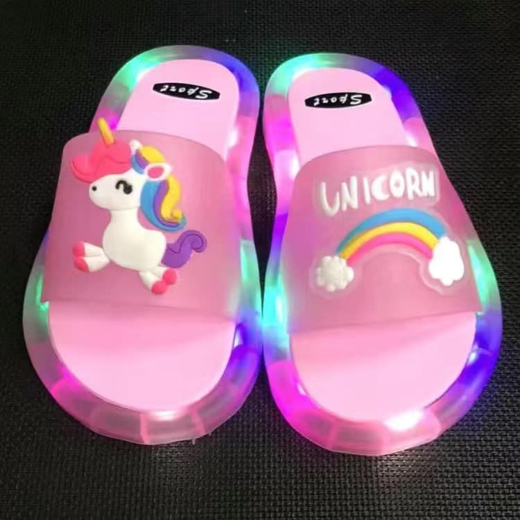 Cross-border luminous slippers for women for summer outer wear, cool and cute cartoon flashing LDE parent-child one-line sandals wholesale