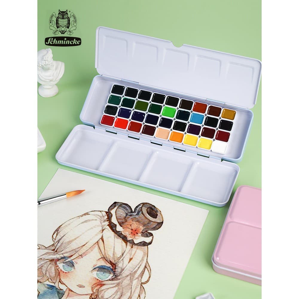 German Schmincke Watercolor Paint Solid Split Watercolor Academy Grade 24 Colors Master Grade Opaque 36 Colors Set