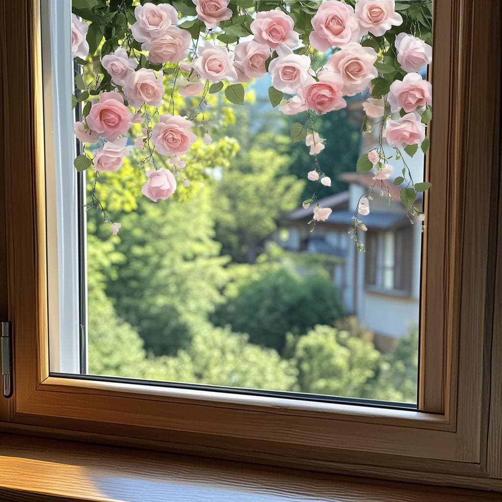New Multicolor Hand-Painted Flower Balcony Bedroom Decorative Static Cling Removable No Glue Bestseller Cross-Border Wholesale