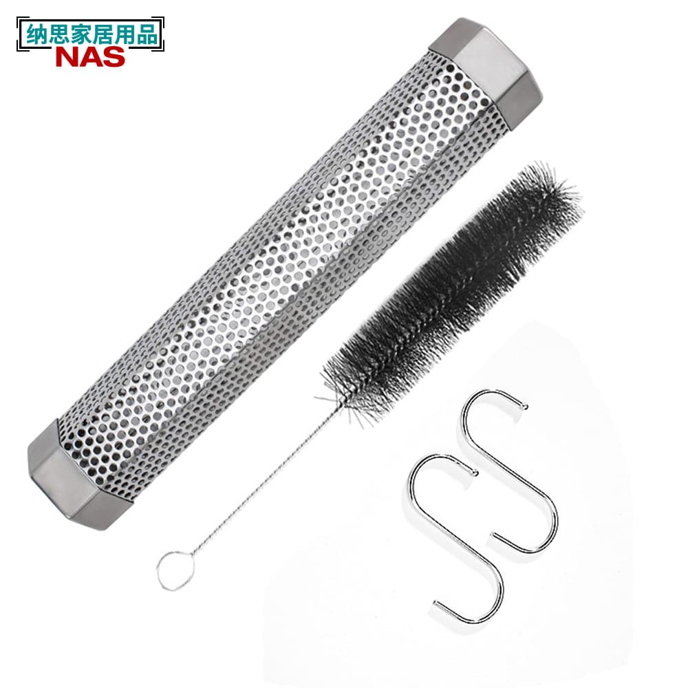 304 Stainless Steel Smoker Tube BBQ Smoking Tube 12 Inch Smoke Mesh Tube Charcoal Cold & Hot Smoking Tube Wood Chip Box