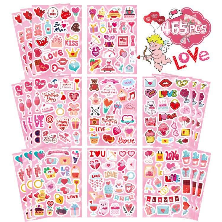 Valentine's Day Heart Shaped Stickers Children's Love Heart Stickers Decorative Paper Crafts Gift Decoration
