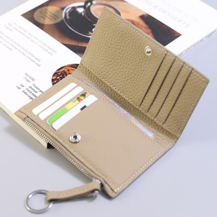 Best-selling Women's Genuine Leather Wallet Short Multi-card Holder Card Case Niche Design Japanese-style ID Passport Bag Zip Purse