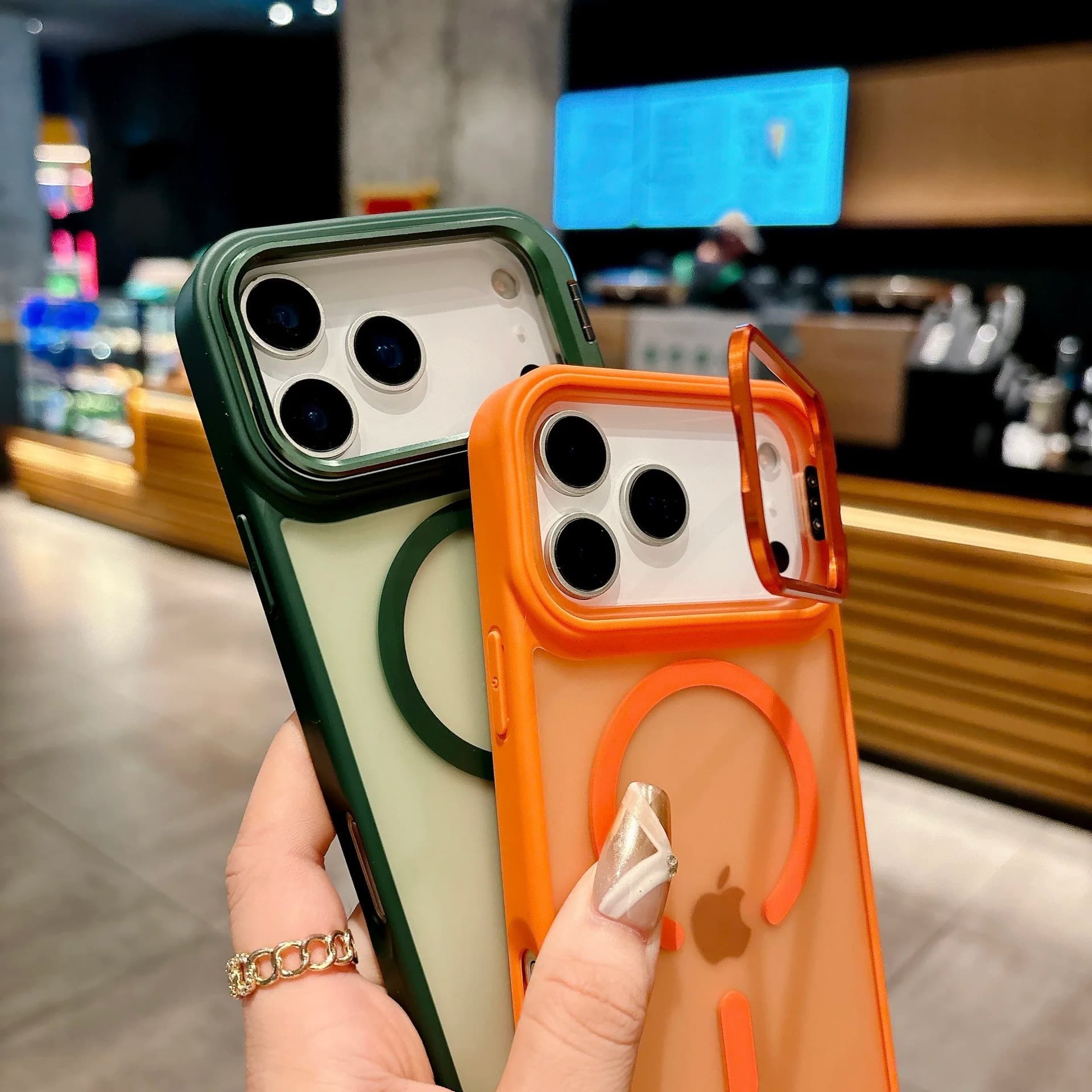 Compatible with Apple 17 Pro Max Phone Case Magnetic Metal Lens Bracket iPhone 16 Frosted Skin-Feel Protective Cover