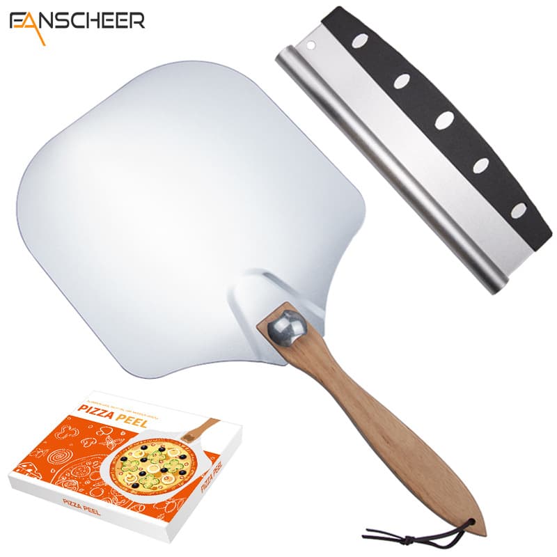 Oven-Specific Stainless Steel Pizza Transfer Peel, 12-inch Perforated Home Use with Wooden Handle and Foldable Aluminum Design