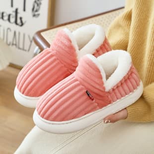 Cross-border heeled cotton shoes winter fleece cloud-like thick-soled postpartum slippers women home indoor warm cotton shoes men