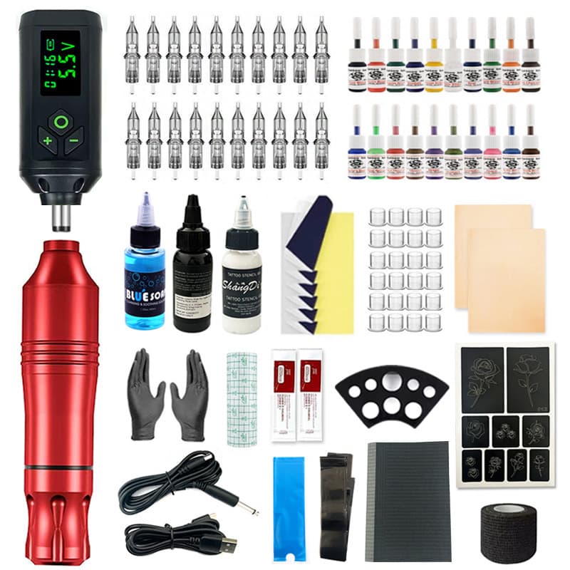 Wireless Tattoo Pen Kit Full Set Tattoo Pen Motor Machine Kit Tattoo Tools Beginner Practice Tattoo Set