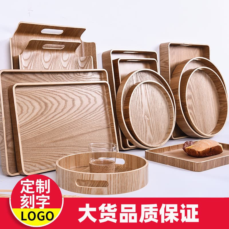 Custom Engraved Logo Ash Wood Bread Tray Solid Wood Plate Rectangular Wooden Tray Baking Cake Pan Custom