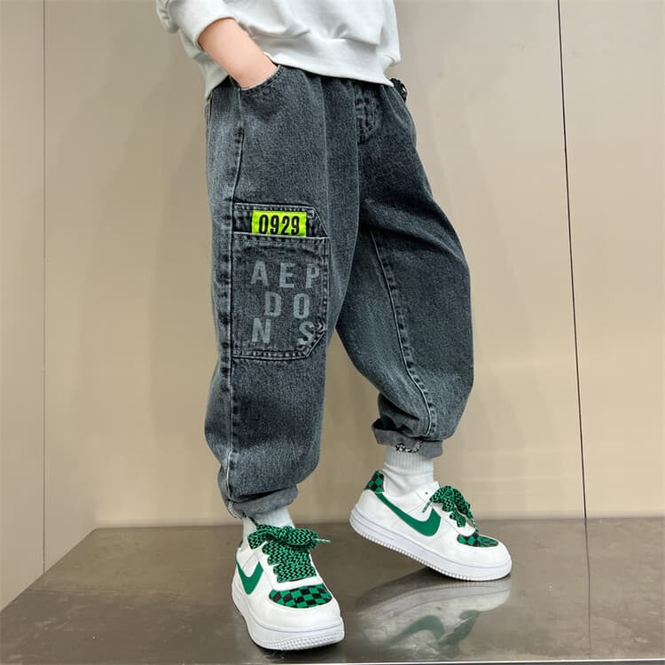 Boys' Pants Spring/Fall 2025 New Style Children's Jeans Boy's Fashionable Mid-Waist Straight Leg Long Pants Trendy