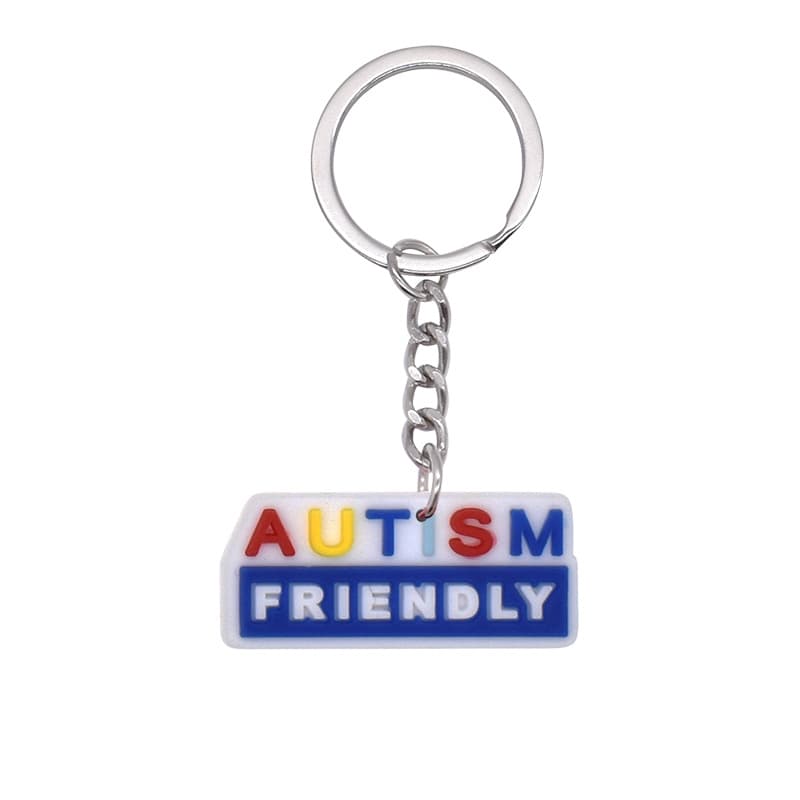 Autism Awareness Keychain Accessories Wholesale Bag Charm Small Gift Heart Puzzle Cartoon PVC Soft Rubber Keychain