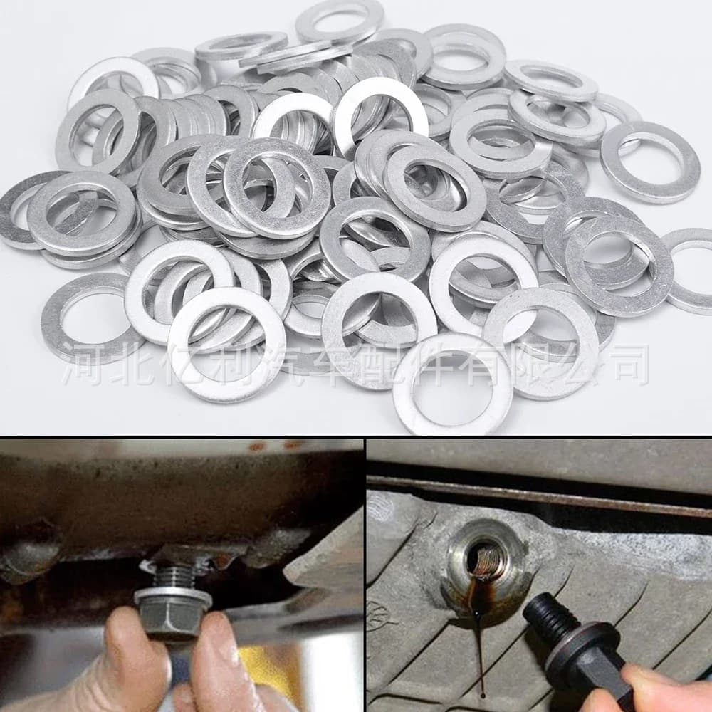 Automotive oil pan drain plug copper gaskets, aluminum gaskets, combination gaskets, universal washers, engine oil sealing pads