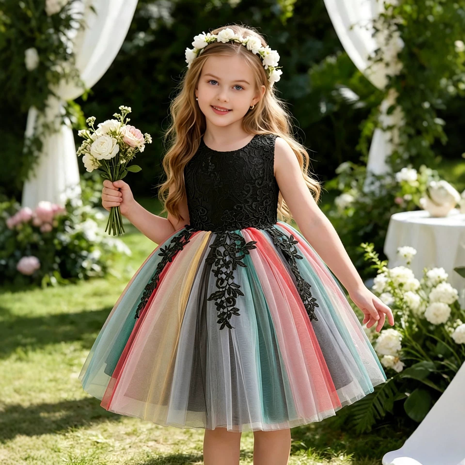 Girls Special Occasion Dress Baby First Birthday Tutu Princess Dress School Event Performance Dress