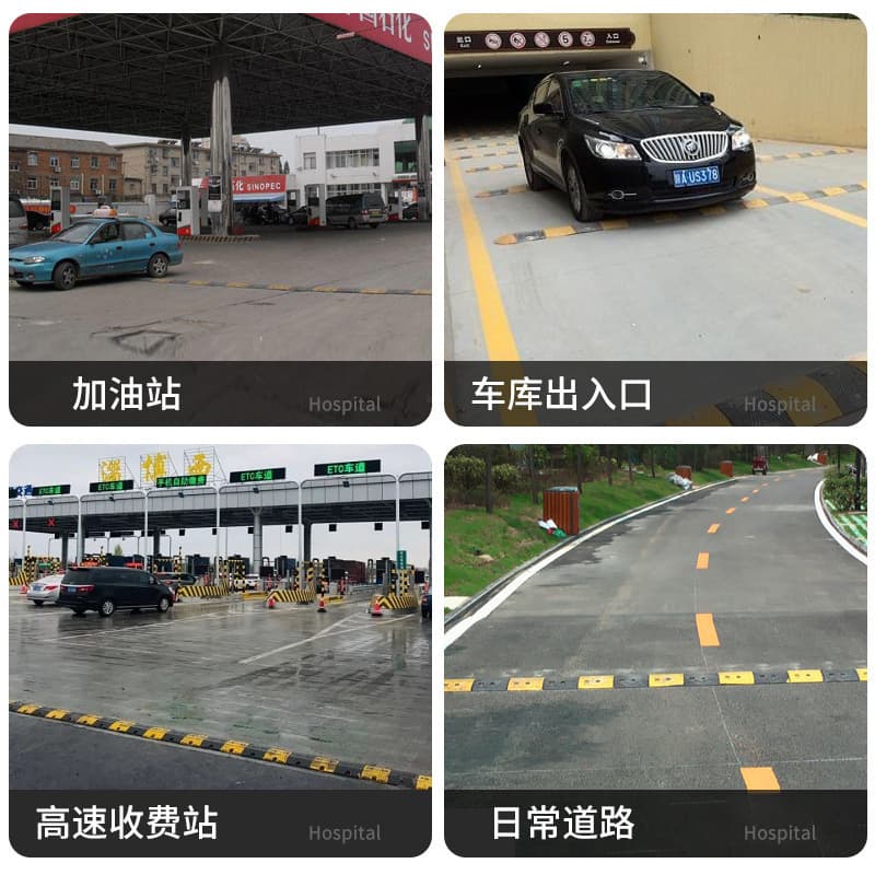 Community Gas Station Slope Pad Cast Steel Thickened Pressure-Resistant Rubber and Plastic Speed Bump Speed Limit Speed Hump Buffer Strip No