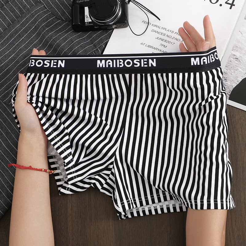 Men's Underwear Cotton Arrow Pants Loose Large Size Breathable Boxer Briefs Boys Sports Striped Home Pants Stretch Trendy