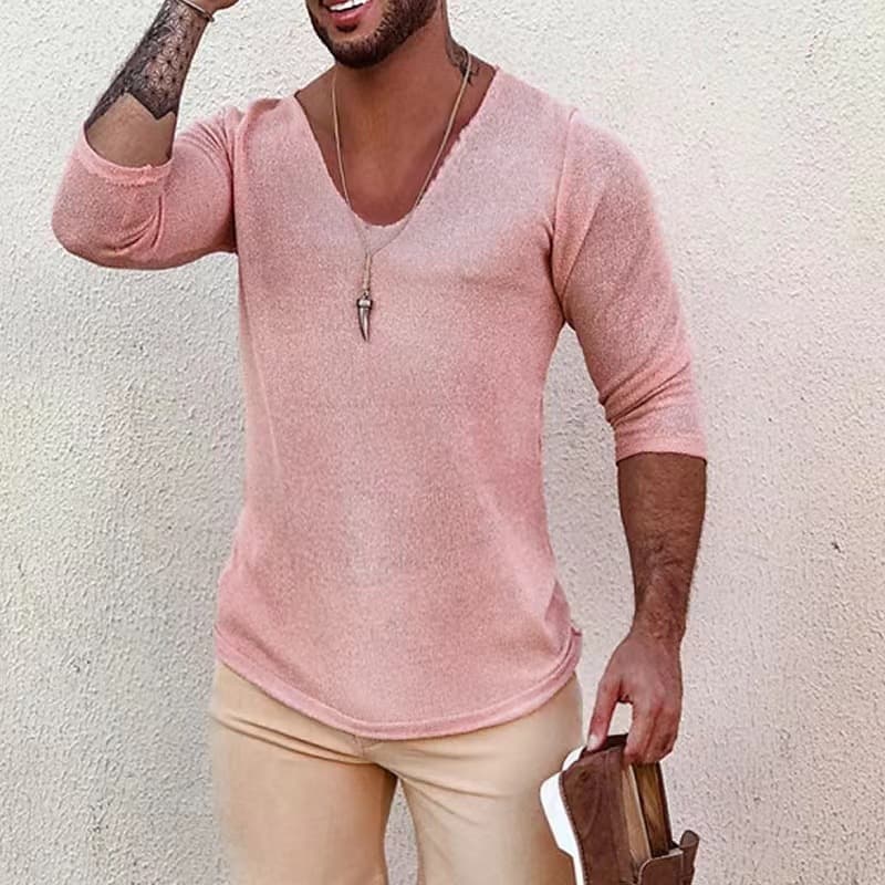 2022 Spring/Summer/Autumn New Long Sleeve Lightweight Plus Size V-Neck Men's Knitted Sweater Factory Direct