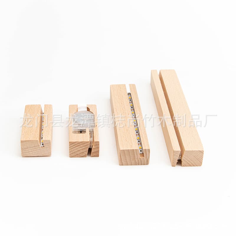 Solid wood illuminated base, 2032 button battery base, acrylic photo ornament, beech wood night light (in stock).