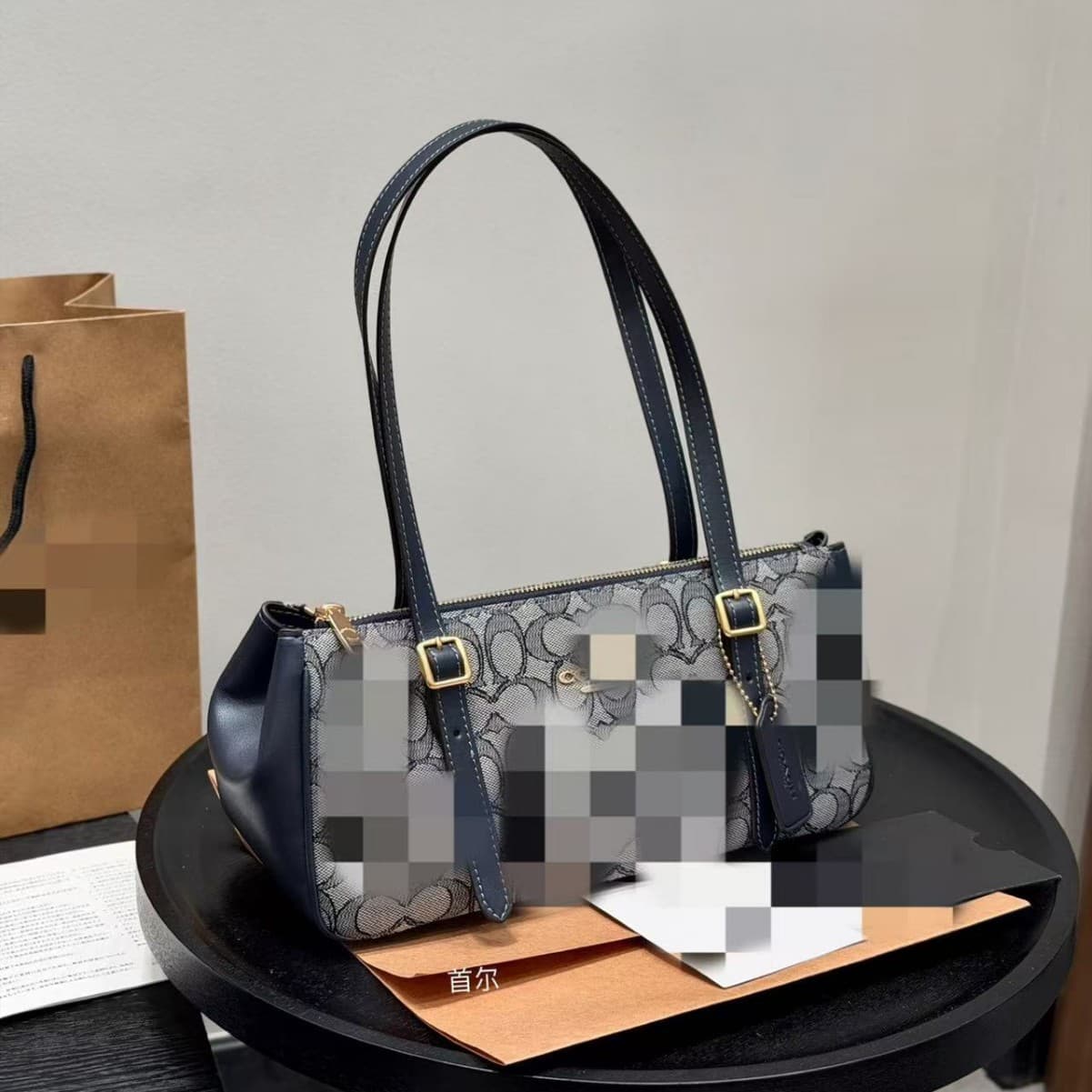Koujia Genuine Leather Women's Bag Asher Waxed Leather Underarm Bag LV Bag Tote Bag Single Shoulder Bowling Bag Baguette Bag Ins Bag
