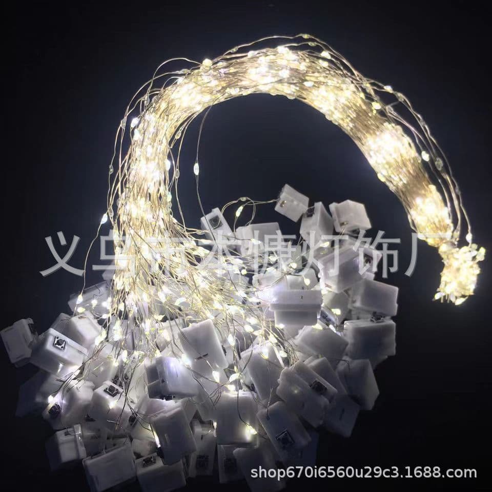 LED Copper Wire Light String - Small White Box, 3-Level Adjustable, Atmosphere Decorative String Lights, Bouquet Lights, Flash String Lights, Mini Light String