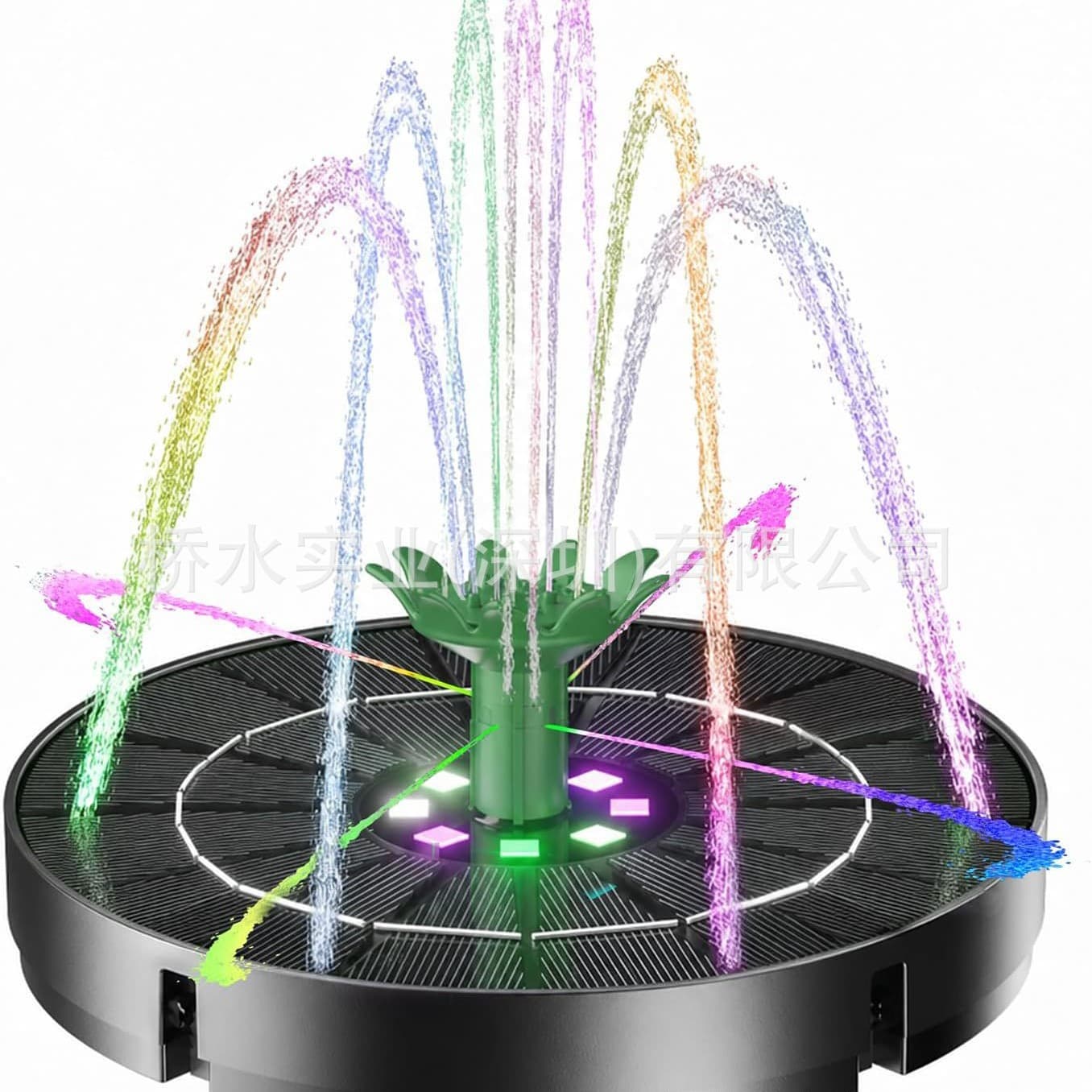 Solar Fountain for Bird Bath with Colorful LED Strip, 2200mAh Battery, 2026 Upgraded 4-in-1