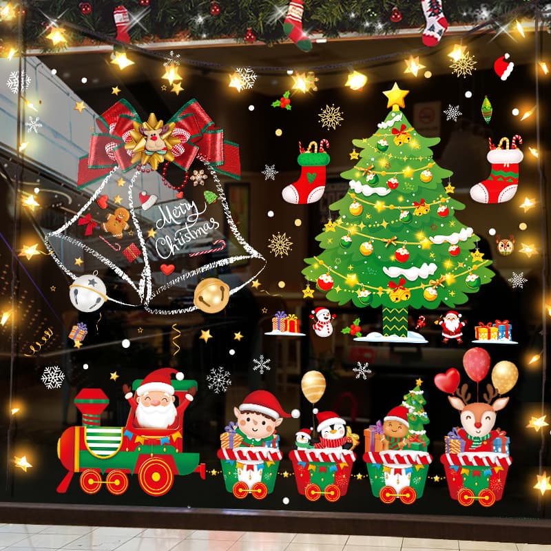 Christmas decorations static stickers Santa Claus tree window stickers glass door stickers scene layout pendants