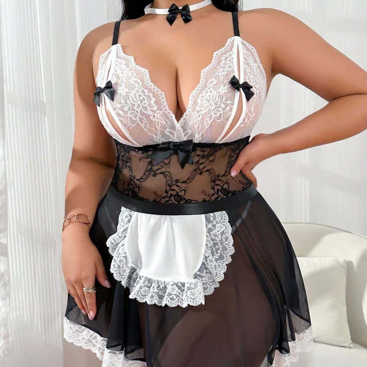 European and American new style tube top lace nightgown two-piece sexy pajamas sexy underwear short skirt thong suit cross-border