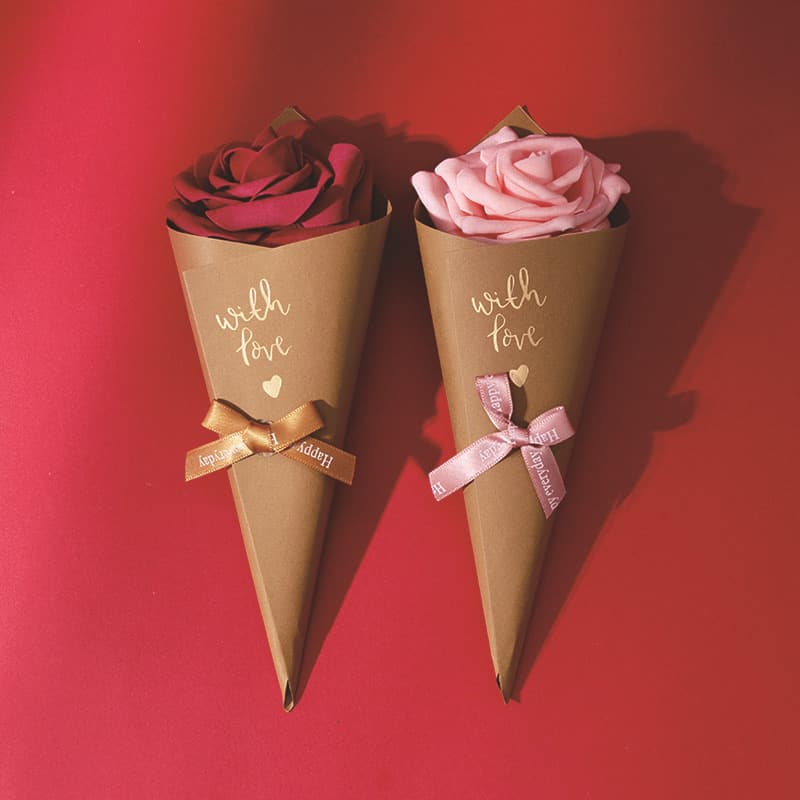 Flower Ice Cream Cone Candy Box New European Style Wedding Ice Cream Candy Bag Packaging Box Creative Candy Paper Box