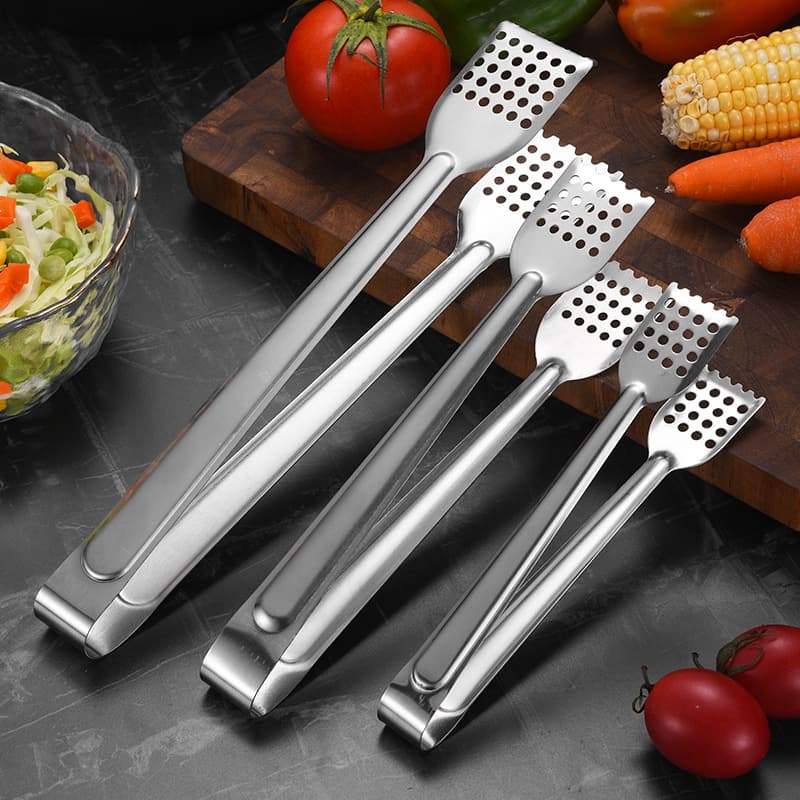 Stainless Steel Food Tongs, Hollow Multi-Purpose Square Head Tongs for Home Kitchen Bread Tongs, Food Tongs, BBQ Tongs, Grill Clips