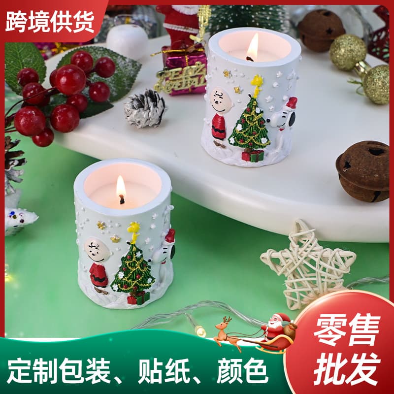 Niche Christmas scented candle gifts creative relief cartoon candlestick Christmas Eve home scented candle ornaments