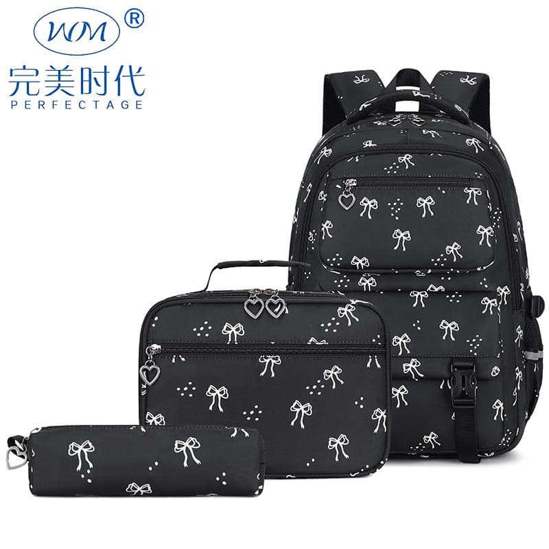 2026 Amazon Bestseller Girls' School Backpack 3-Piece Set Large Capacity Ergonomic Elementary and Middle School Student Bookbag