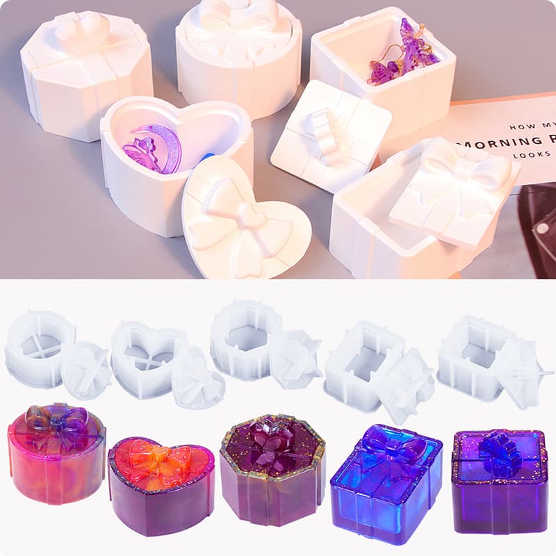 Sweet DIY Epoxy Christmas Gift Box Storage Box Silicone Mold Heart Square Aromatherapy In Stock Wholesale