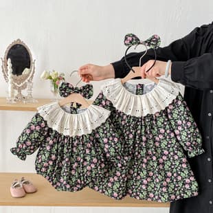 2026 Spring New Baby Clothes Baby Flower Bodysuit Girls Ins Dress Korean Style Sister Matching Outfit