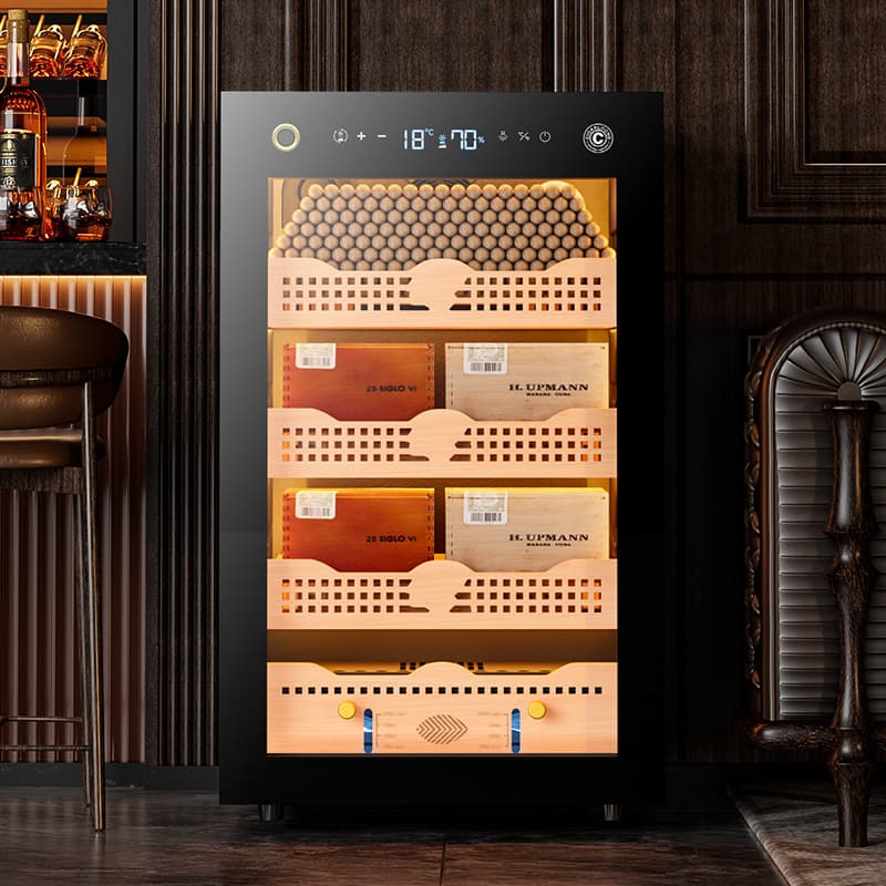 Cigar Dragon CL-28C Cigar Cabinet, Constant Temperature and Humidity Cedar Wood Refrigeration Compressor with Negative Ion Purification and WiFi