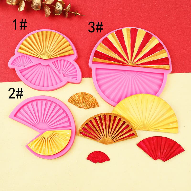 Wedding folding fan shape decoration silicone mold fondant Chinese fan screen cake chocolate insert ornaments