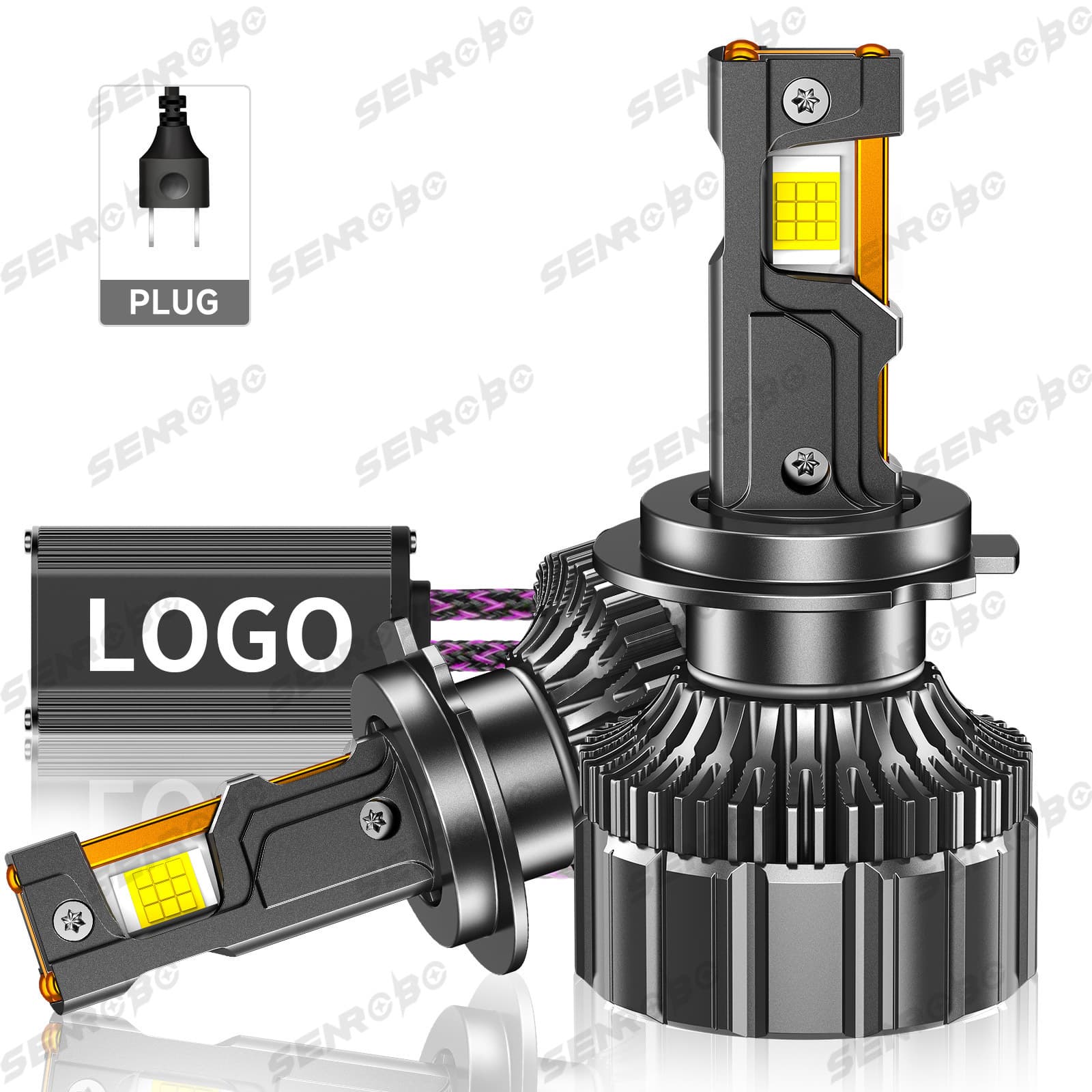 Cante K26 High Power 190W Three Copper Tube Car LED Headlight H1 H4 H7 H11 9005 High/Low Beam Integrated