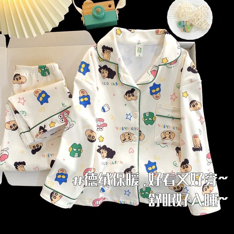 Children's Pajamas Autumn Winter Long Sleeve Thermal Velvet Princess Style Girls 2025 New Baby Cute Homewear Set
