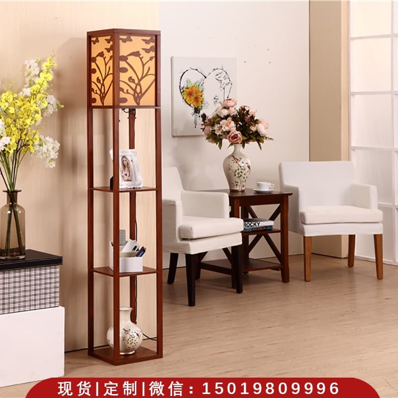 Factory Direct Chinese-Style Multifunctional Shelf Lamp, Simple Modern Living Room Floor Lamp, Bedroom Bedside Lamp, Sofa Lamp
