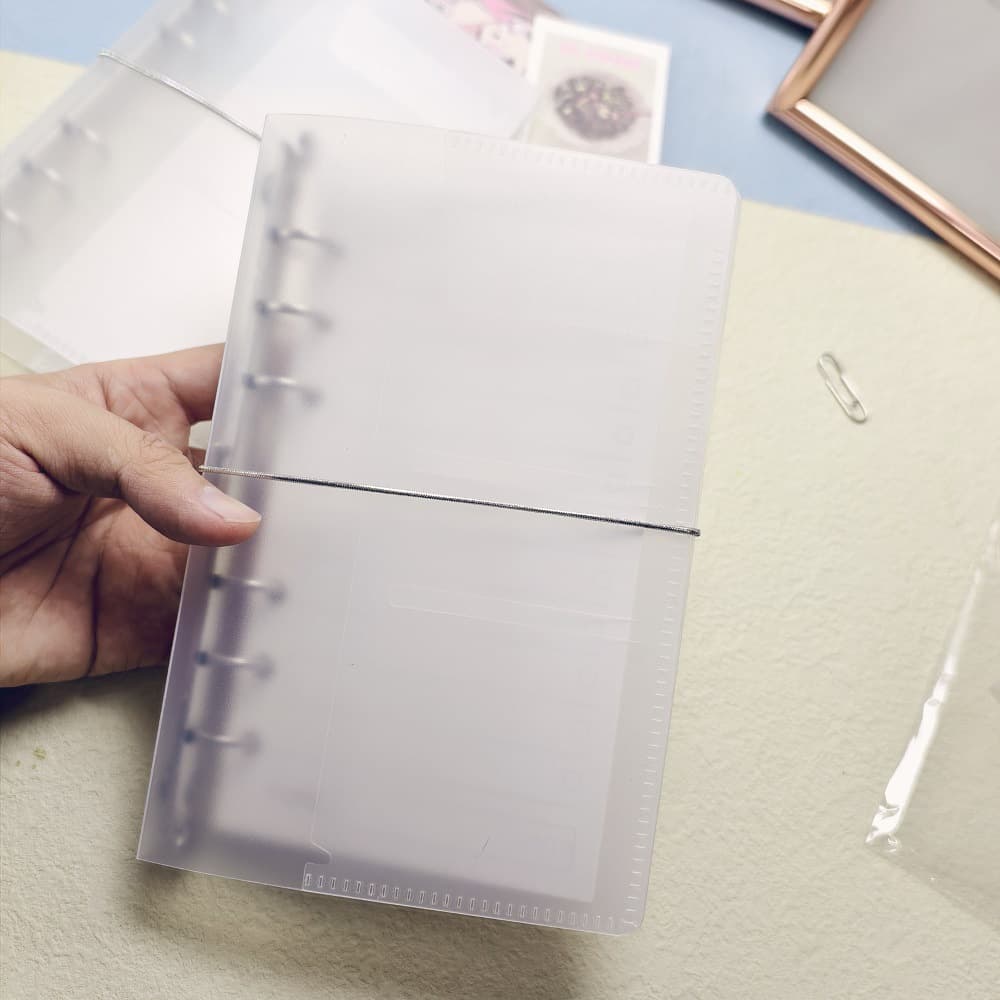 A6p transparent pp storage frosted strap binder storage book portable student diary loose-leaf notebook shell