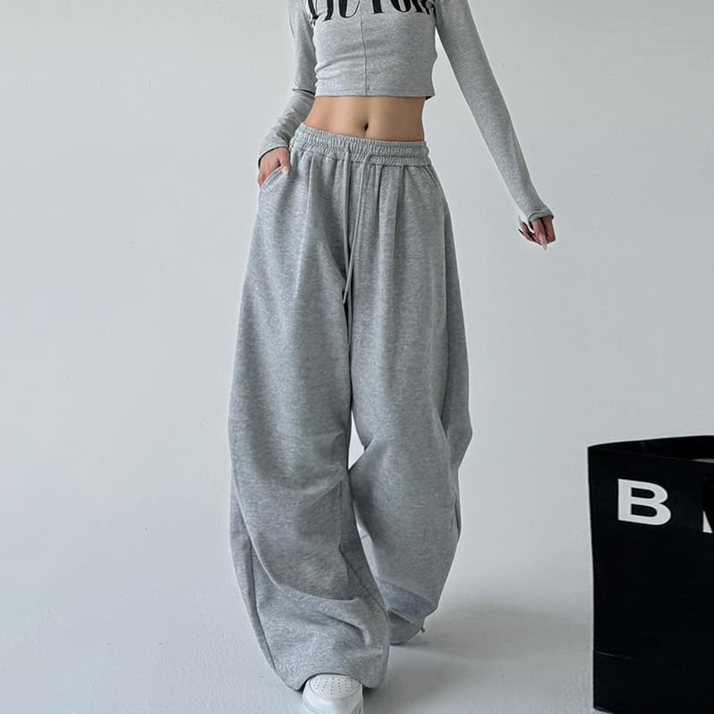 American gray sweatpants for women spring and summer 2025 high-waisted straight loose casual sweatpants workwear wide-leg pants for men