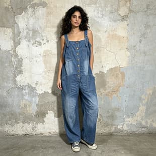 Vintage Casual Style Overalls 2026 Summer New Sleeveless Loose High-End Large Pocket Denim Jumpsuit for Women