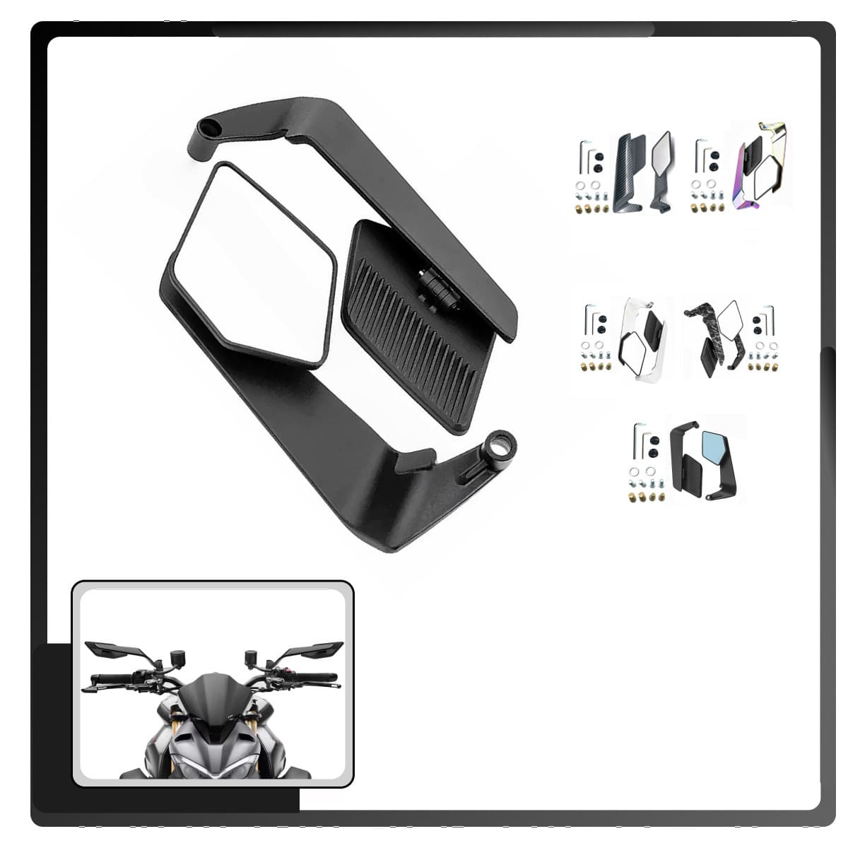 Universal Motorcycle Accessories Modified New Style Spoiler Rearview Mirror Custom Cross Mirror Retrofit Mirror Clear Rearview Mirror