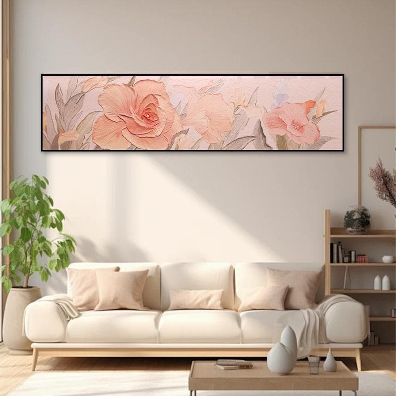 Modern slab decorative painting, Nordic style headboard background wall hanging, floral bedroom mural with roses 40150