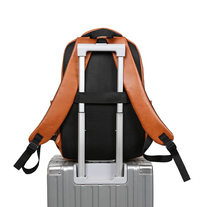 Leather Business Casual Backpack Laptop Bag Travel Daypack Student School Bag Hiking Bag