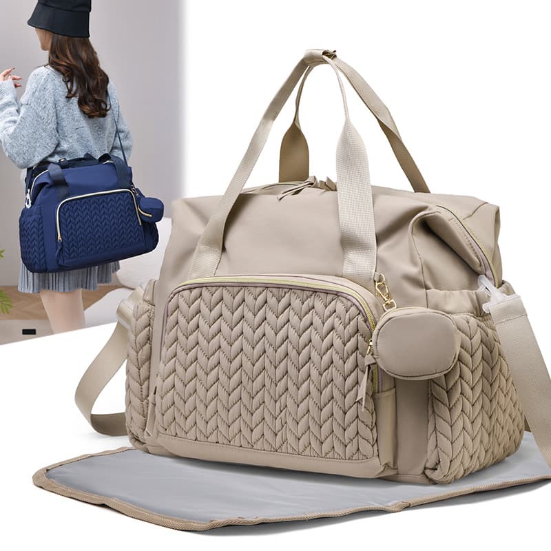 Mommy Bag Cross-border Europe/US Wheat Ear Embroidery Multifunctional Maternity Bag Outdoor Large Capacity Single Shoulder Mama Bag